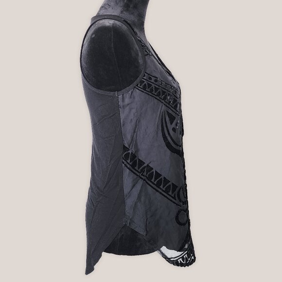 MOSSIMO Black Burnout Velvet Tank Top V Neck | Women's Blouse Shirt - Picture 3 of 9